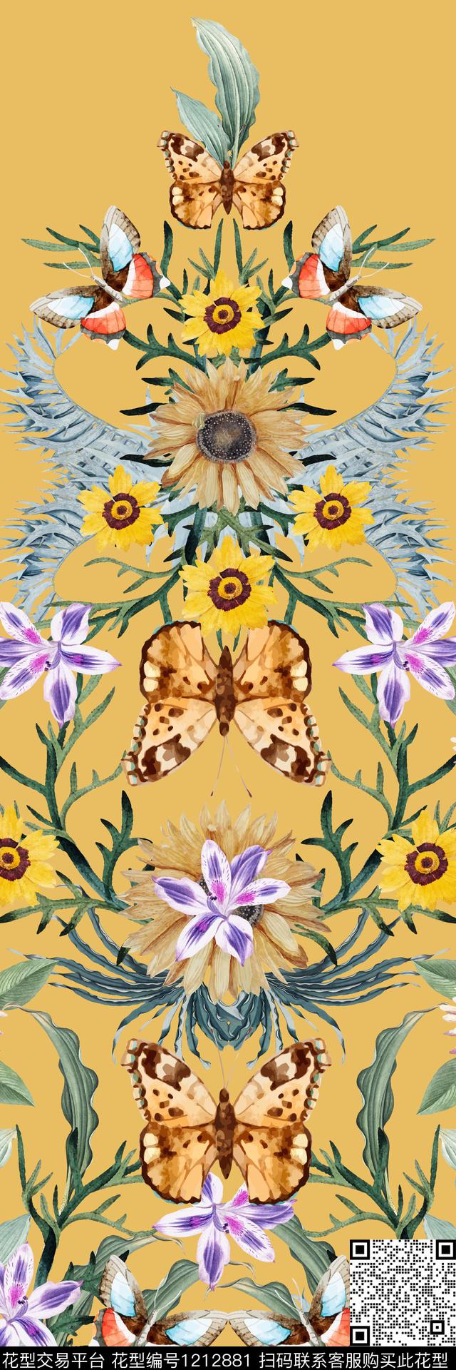 花卉大牌风定位花数码印花华亿平台下载（图片编号: 1212881） - 瓦栏（Walan）