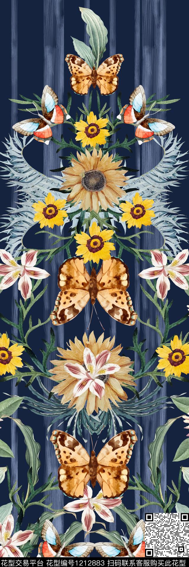 花卉大牌风定位花数码印花华亿平台下载（图片编号: 1212883） - 瓦栏（Walan）