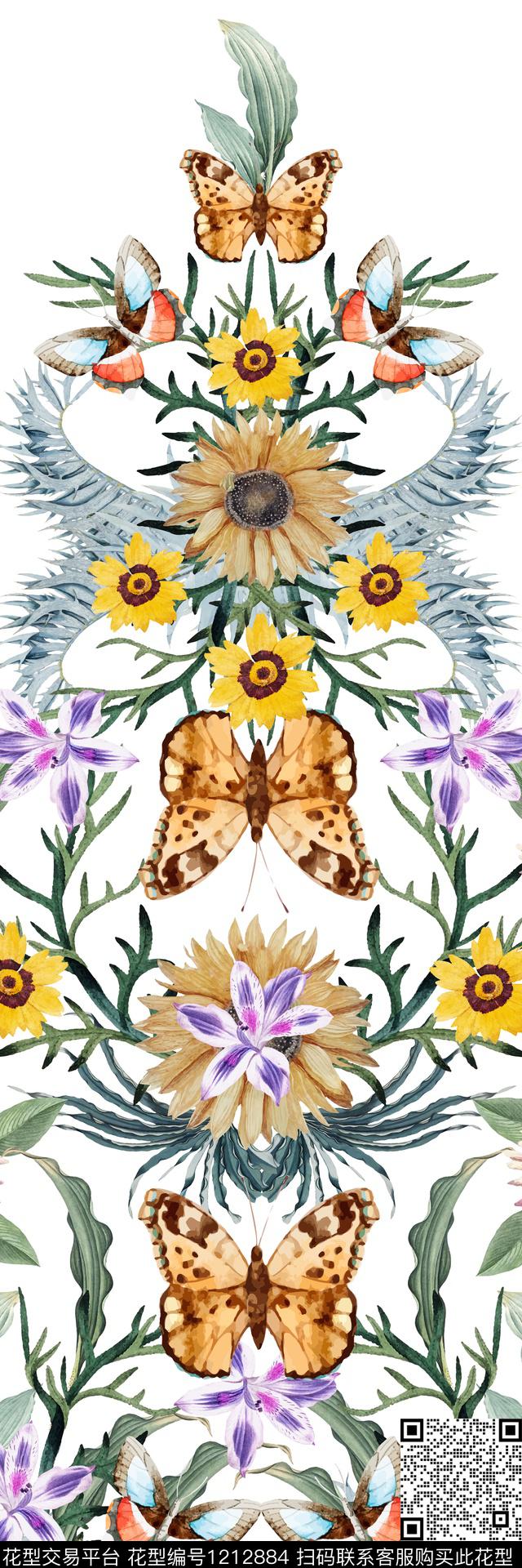花卉大牌风定位花数码印花华亿平台下载（图片编号: 1212884） - 瓦栏（Walan）
