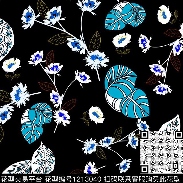 绿植树叶数码华亿平台大牌风传统印花华亿平台下载（图片编号: 1213040） - 瓦栏（Walan）