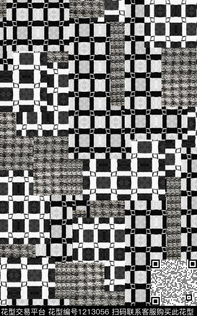 男装几何格子数码印花华亿平台下载（图片编号: 1213056） - 瓦栏（Walan）
