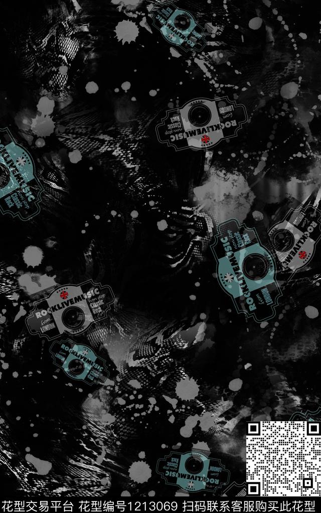 男装抽象线条数码印花华亿平台下载（图片编号: 1213069） - 瓦栏（Walan）