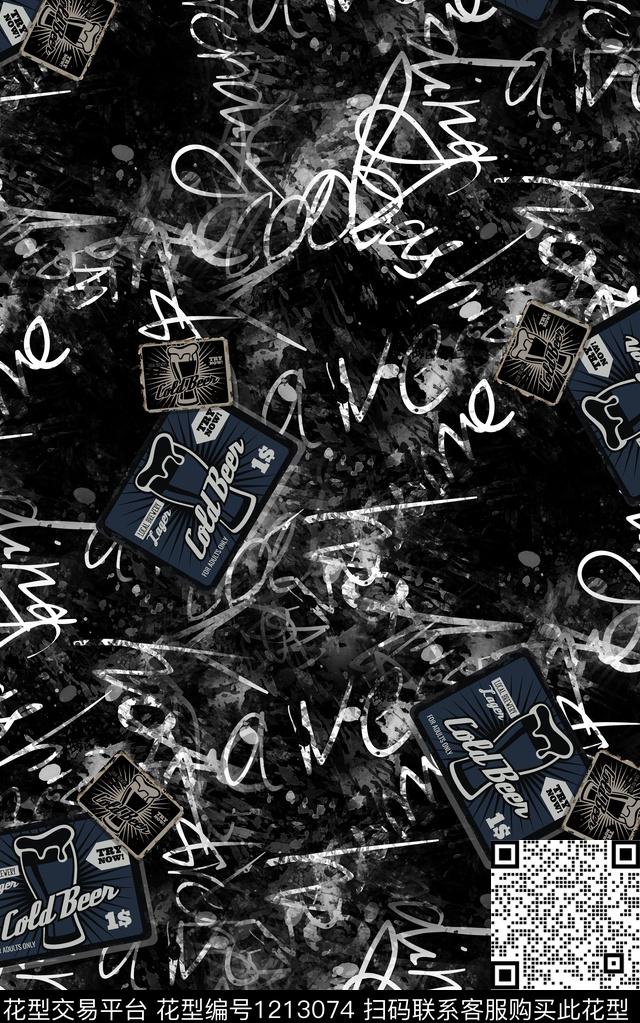 字母文字男装数码印花华亿平台下载（图片编号: 1213074） - 瓦栏（Walan）