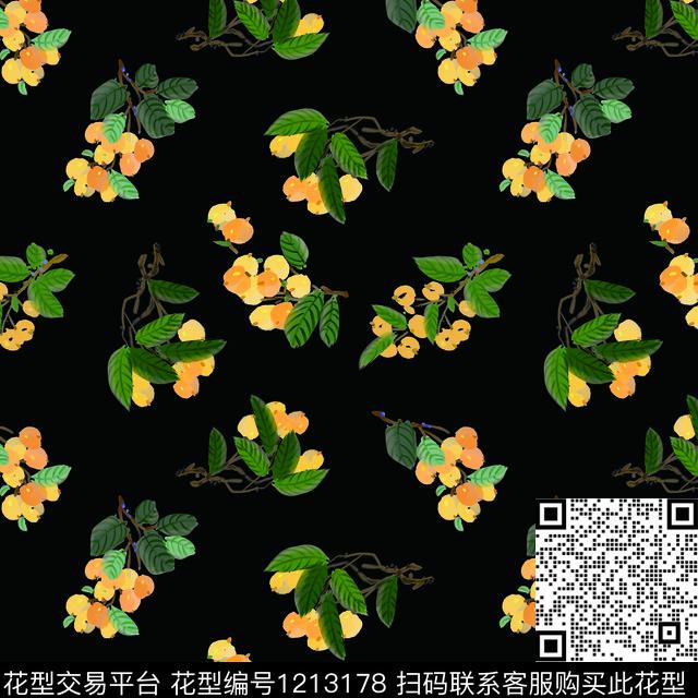 枇杷手绘枇杷淑女数码印花华亿平台下载（图片编号: 1213178） - 瓦栏（Walan）