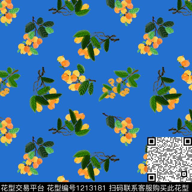 枇杷手绘枇杷淑女数码印花华亿平台下载（图片编号: 1213181） - 瓦栏（Walan）