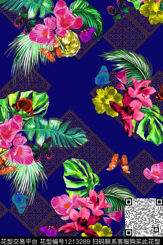 女装花卉大牌风数码印花华亿平台下载（图片编号: 1213289） - 瓦栏（Walan）