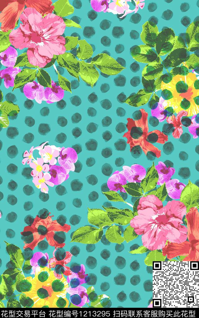 女装花卉大牌风数码印花华亿平台下载（图片编号: 1213295） - 瓦栏（Walan）