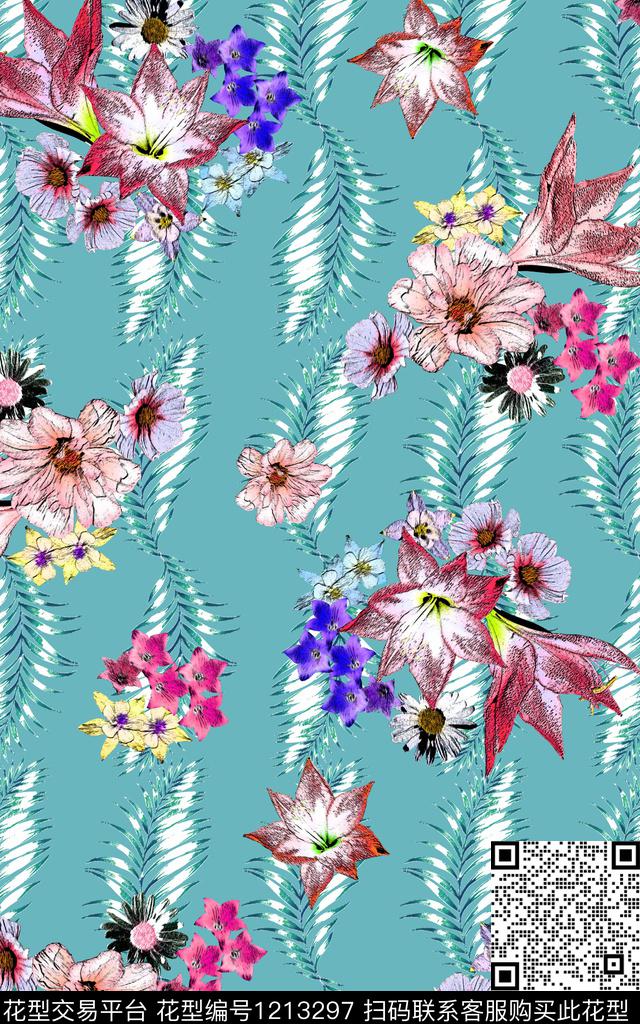 女装花卉大牌风数码印花华亿平台下载（图片编号: 1213297） - 瓦栏（Walan）