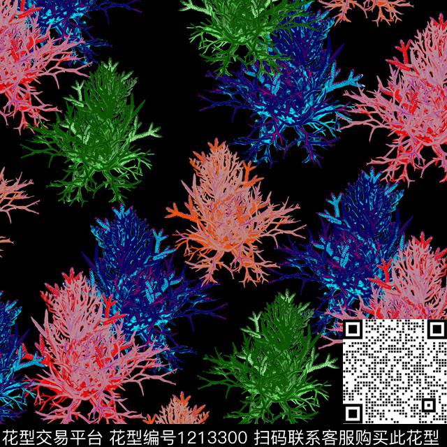 女装大牌风抽象花卉数码印花华亿平台下载（图片编号: 1213300） - 瓦栏（Walan）
