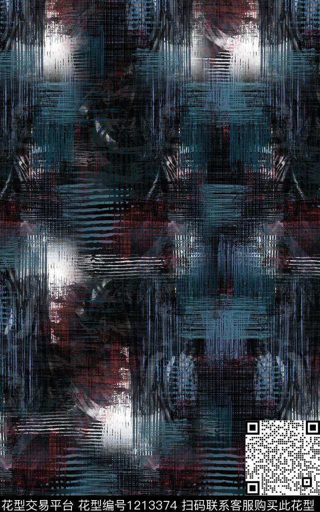 格子肌理线条数码印花华亿平台下载（图片编号: 1213374） - 瓦栏（Walan）