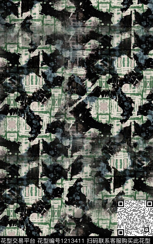 格子肌理线条数码印花华亿平台下载（图片编号: 1213411） - 瓦栏（Walan）