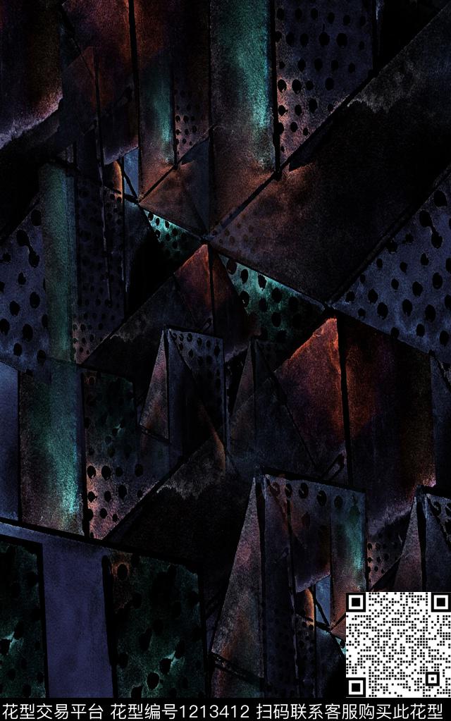 男装抽象肌理数码印花华亿平台下载（图片编号: 1213412） - 瓦栏（Walan）