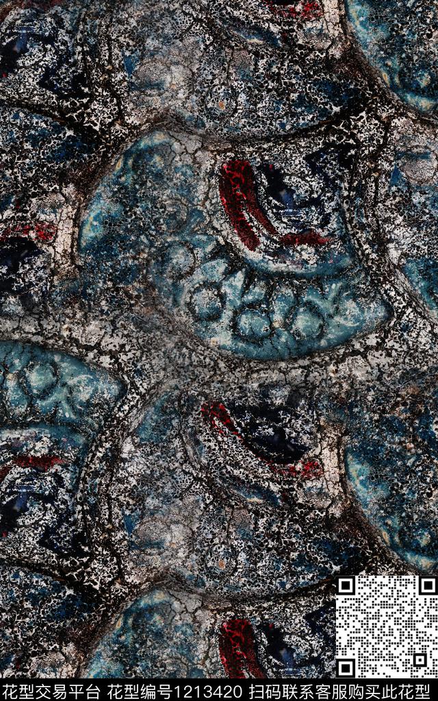 男装抽象肌理数码印花华亿平台下载（图片编号: 1213420） - 瓦栏（Walan）