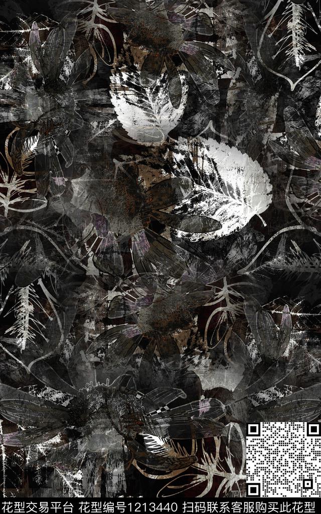 男装抽象肌理数码印花华亿平台下载（图片编号: 1213440） - 瓦栏（Walan）