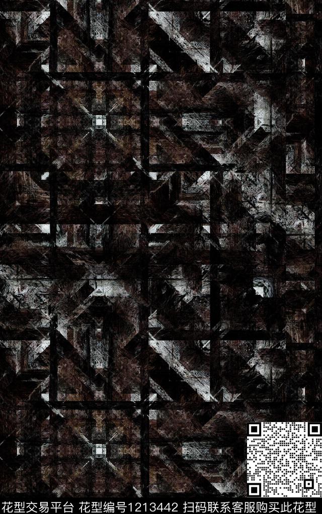 格子肌理线条数码印花华亿平台下载（图片编号: 1213442） - 瓦栏（Walan）