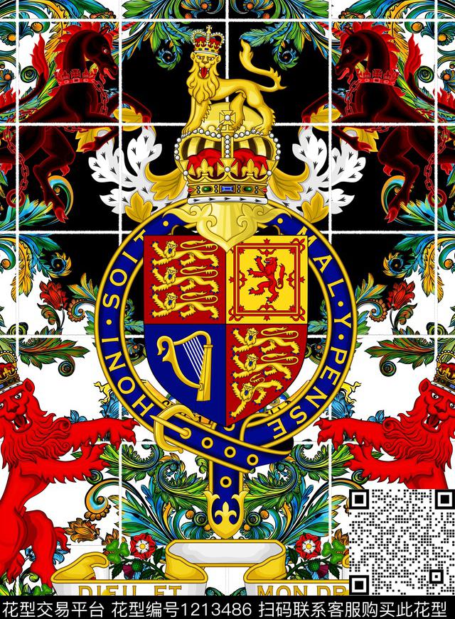 字母老虎几何数码印花华亿平台下载（图片编号: 1213486） - 瓦栏（Walan）