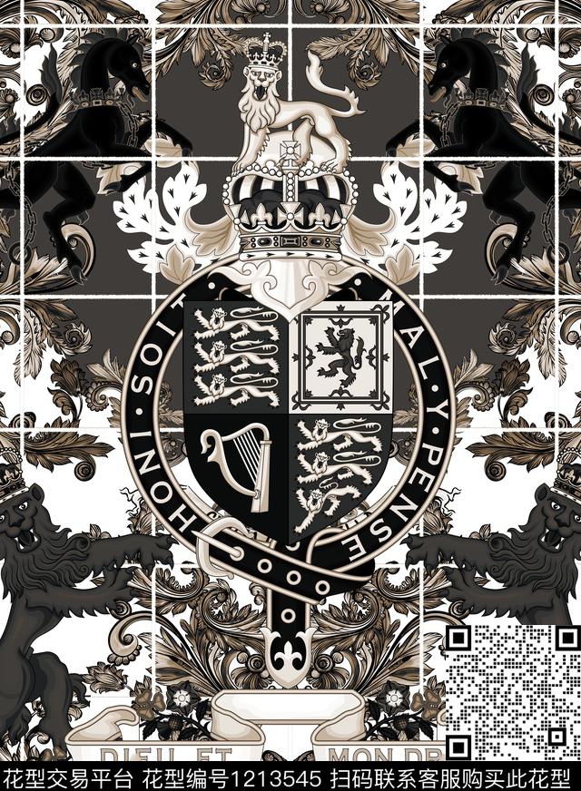 字母老虎几何数码印花华亿平台下载（图片编号: 1213545） - 瓦栏（Walan）