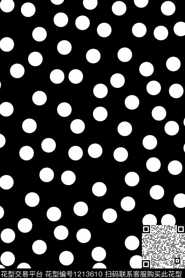 波点简约黑白华亿平台传统印花华亿平台下载（图片编号: 1213610） - 瓦栏（Walan）