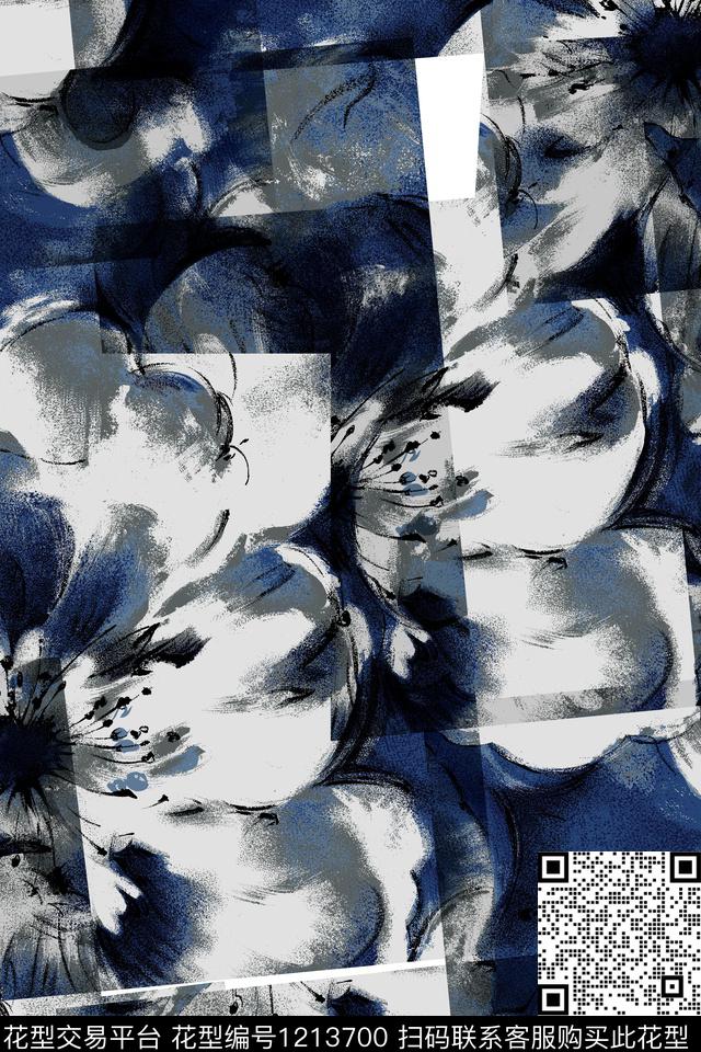 大花花卉手绘大花传统印花华亿平台下载（图片编号: 1213700） - 瓦栏（Walan）