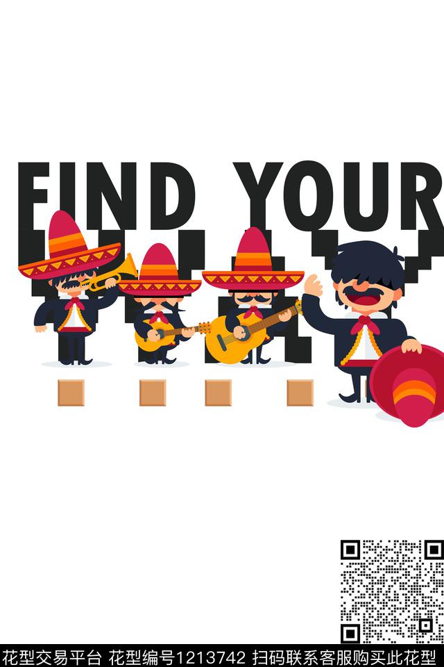 男装卡通趣味数码印花华亿平台下载（图片编号: 1213742） - 瓦栏（Walan）