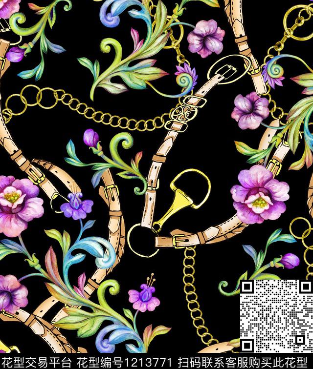 链条女装花卉数码印花华亿平台下载（图片编号: 1213771） - 瓦栏（Walan）
