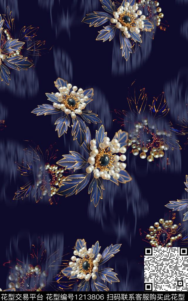 中国风印花旗袍花卉民族风印花数码印花华亿平台下载（图片编号: 1213806） - 瓦栏（Walan）