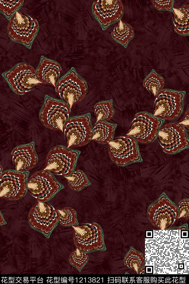 抽象羽毛肌理底纹数码印花华亿平台下载（图片编号: 1213821） - 瓦栏（Walan）