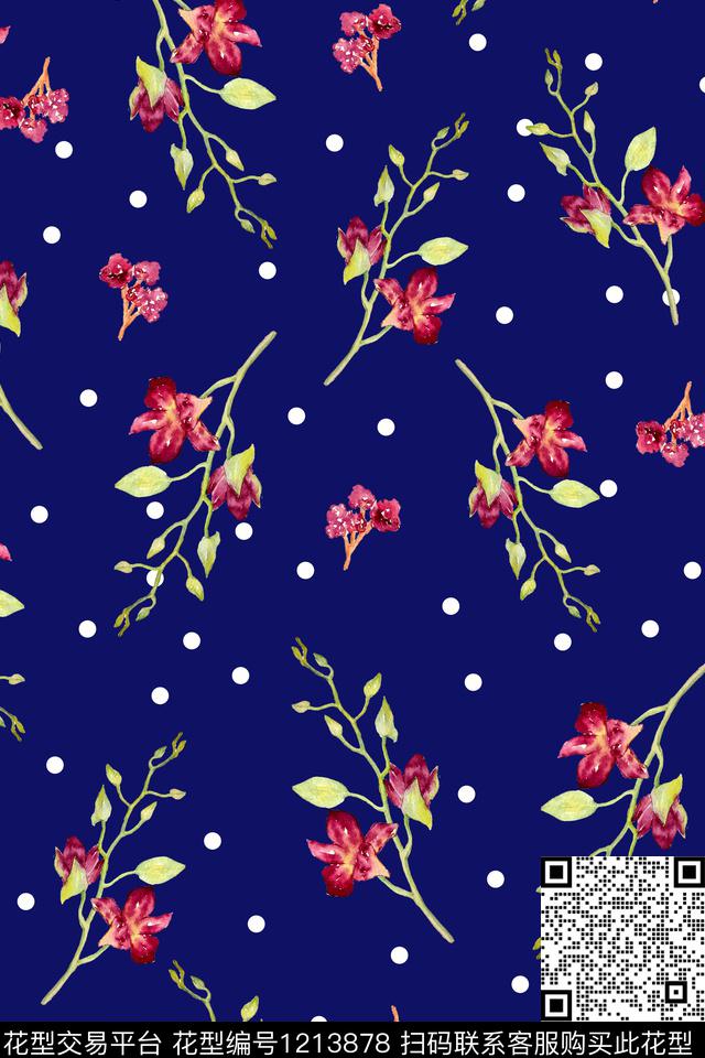水彩女装花卉数码印花华亿平台下载（图片编号: 1213878） - 瓦栏（Walan）