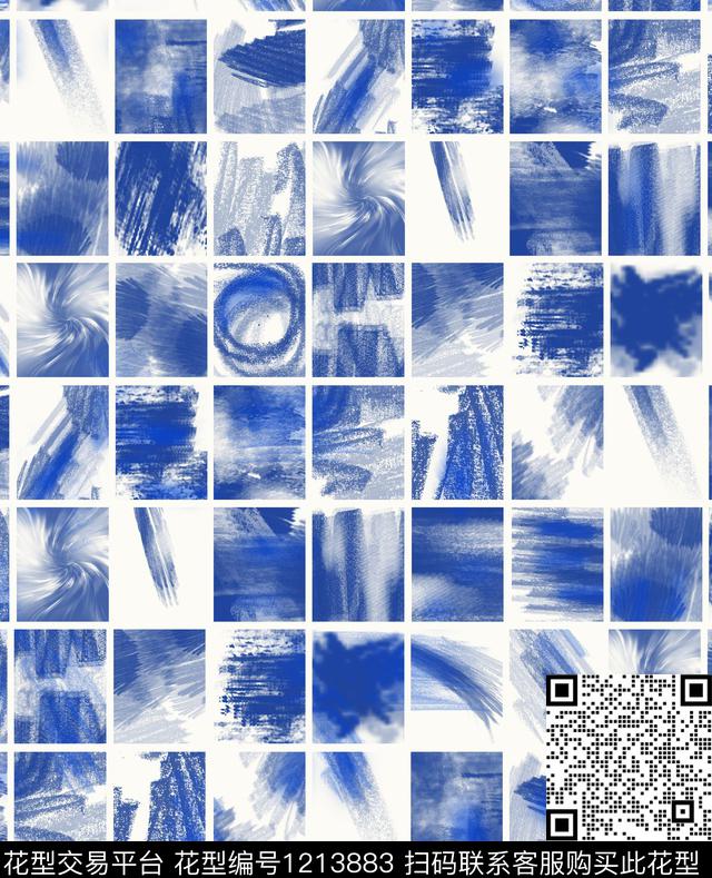 几何抽象格子数码印花华亿平台下载（图片编号: 1213883） - 瓦栏（Walan）