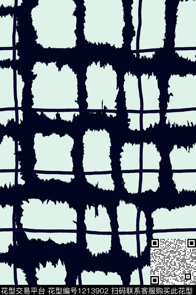 几何抽象格子传统印花华亿平台下载（图片编号: 1213902） - 瓦栏（Walan）