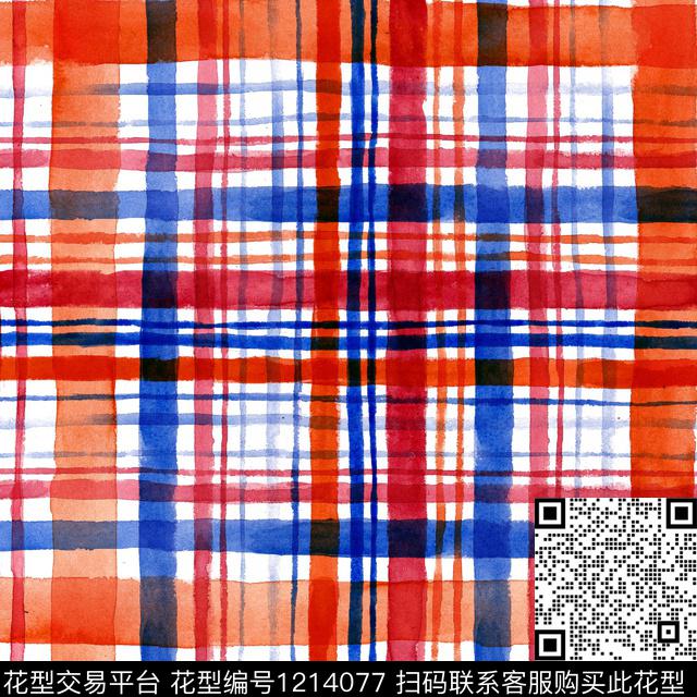 线条画女装格子数码印花华亿平台下载（图片编号: 1214077） - 瓦栏（Walan）