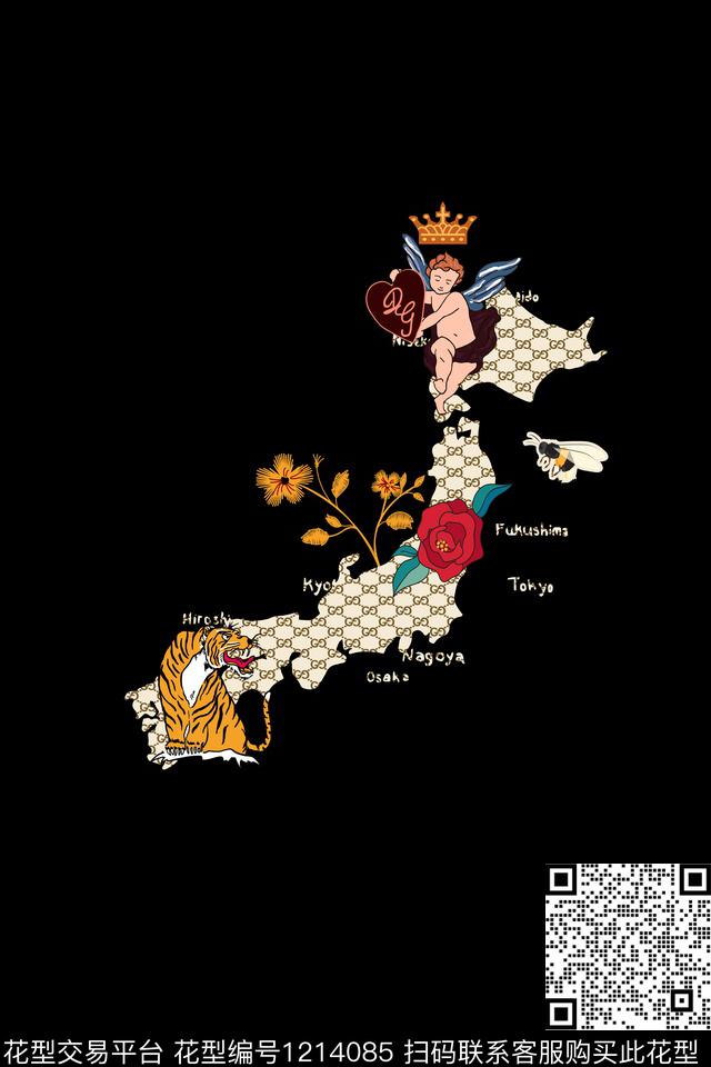 男装老虎花卉数码印花华亿平台下载（图片编号: 1214085） - 瓦栏（Walan）