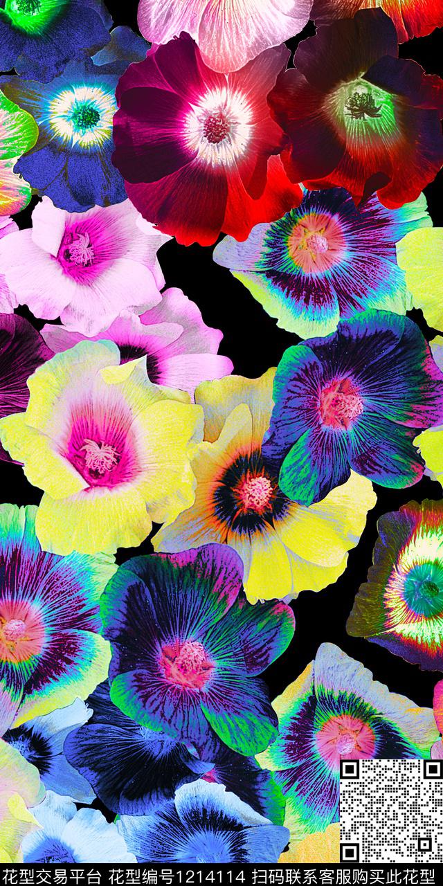 数码华亿平台手绘花卉数码印花华亿平台下载（图片编号: 1214114） - 瓦栏（Walan）