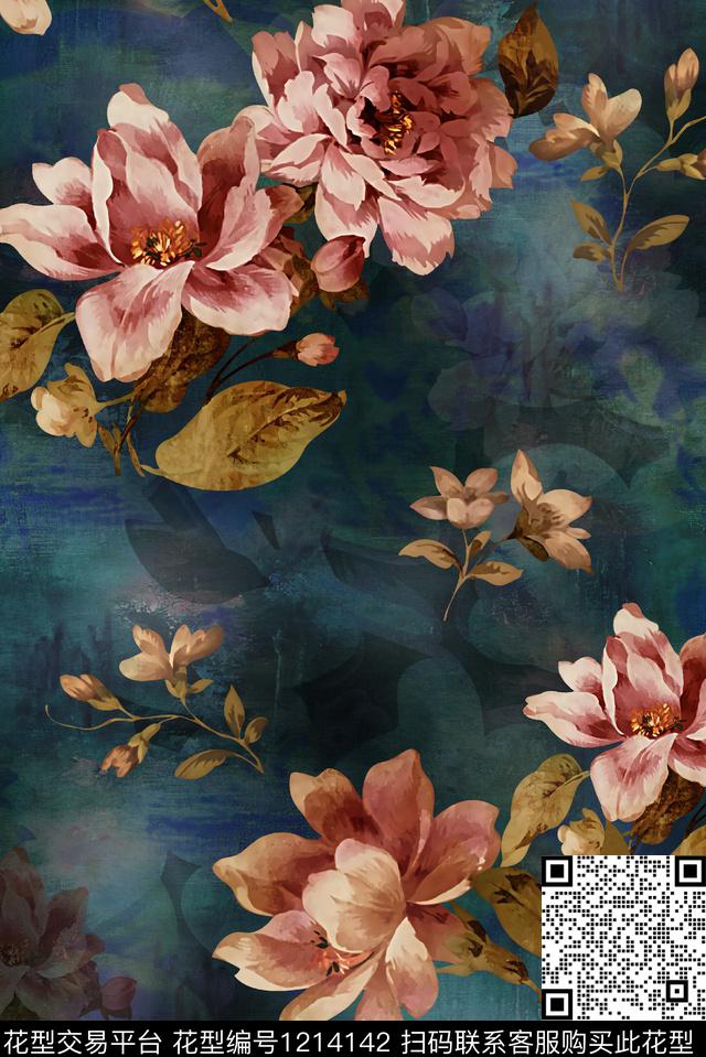 大牌风香云纱复古数码印花华亿平台下载（图片编号: 1214142） - 瓦栏（Walan）