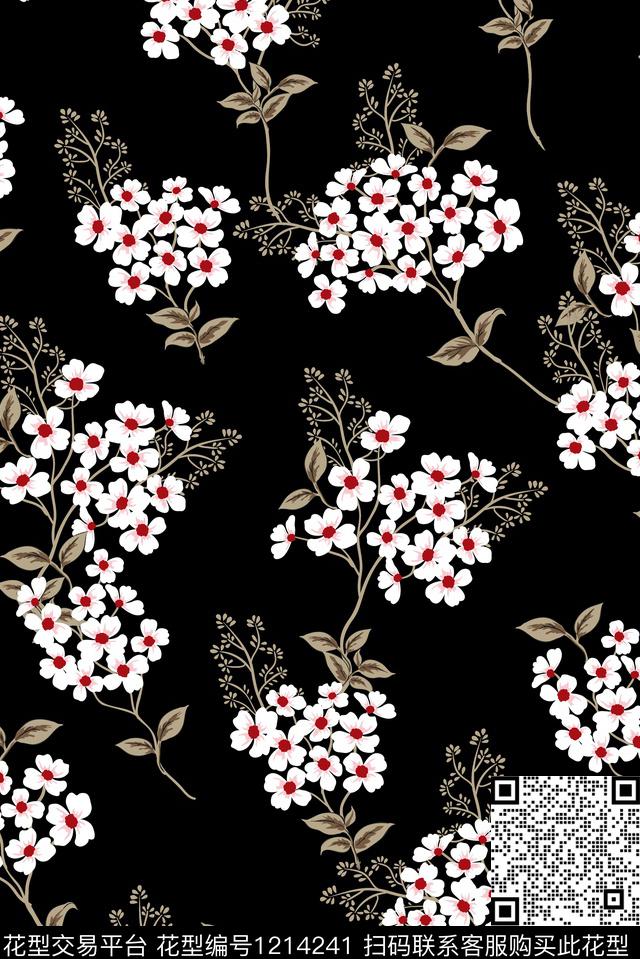 花卉小碎花满版散花数码印花华亿平台下载（图片编号: 1214241） - 瓦栏（Walan）