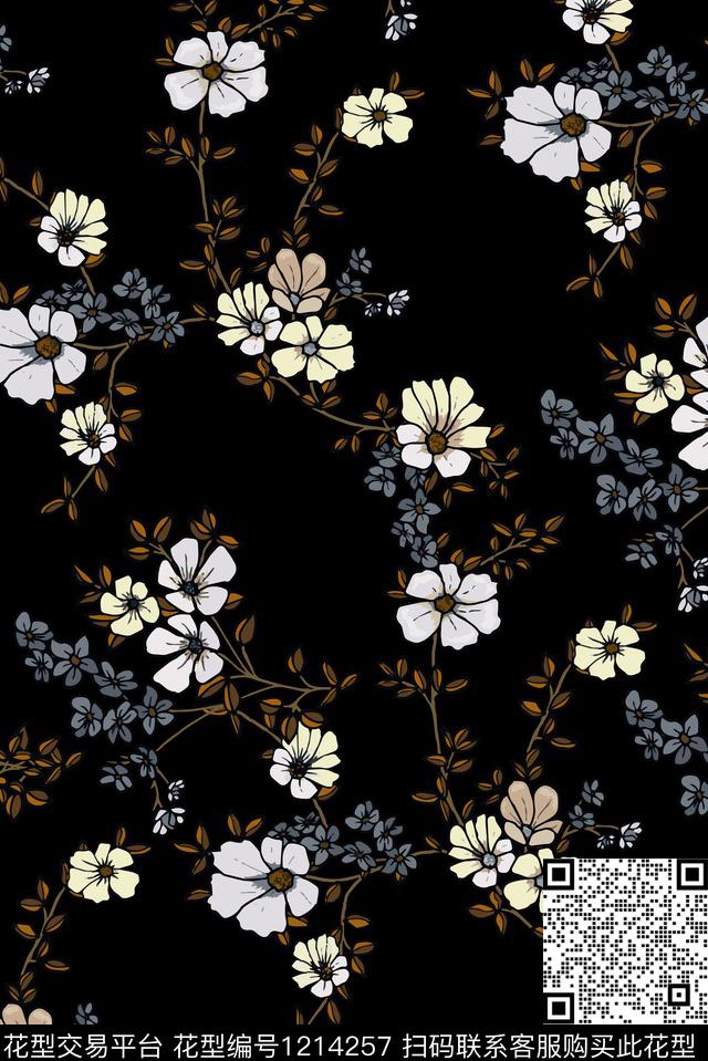 花卉大牌风小碎花数码印花华亿平台下载（图片编号: 1214257） - 瓦栏（Walan）