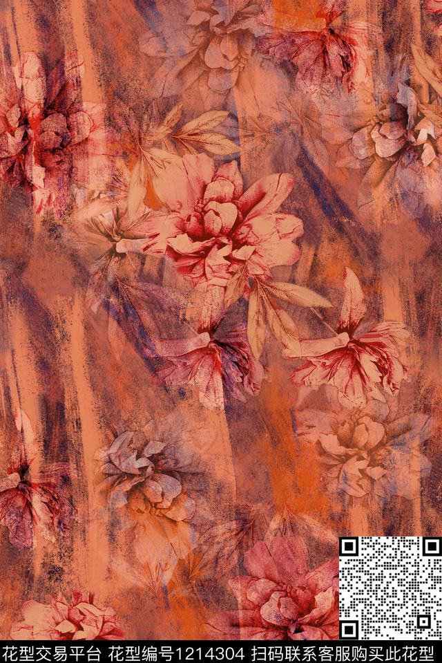 花卉香云纱中老年数码印花华亿平台下载（图片编号: 1214304） - 瓦栏（Walan）