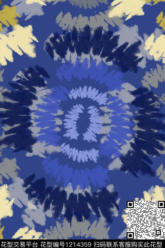 抽象花卉民族风图案扎染风格数码印花华亿平台下载（图片编号: 1214359） - 瓦栏（Walan）