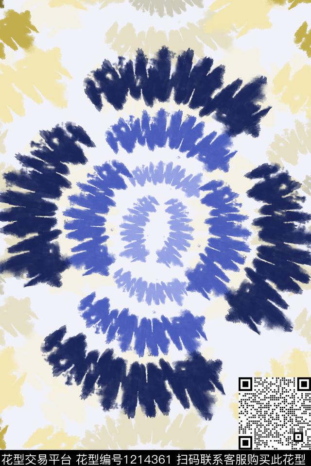 抽象花卉民族风图案扎染风格数码印花华亿平台下载（图片编号: 1214361） - 瓦栏（Walan）