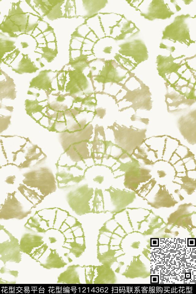 抽象花卉民族风图案扎染风格数码印花华亿平台下载（图片编号: 1214362） - 瓦栏（Walan）