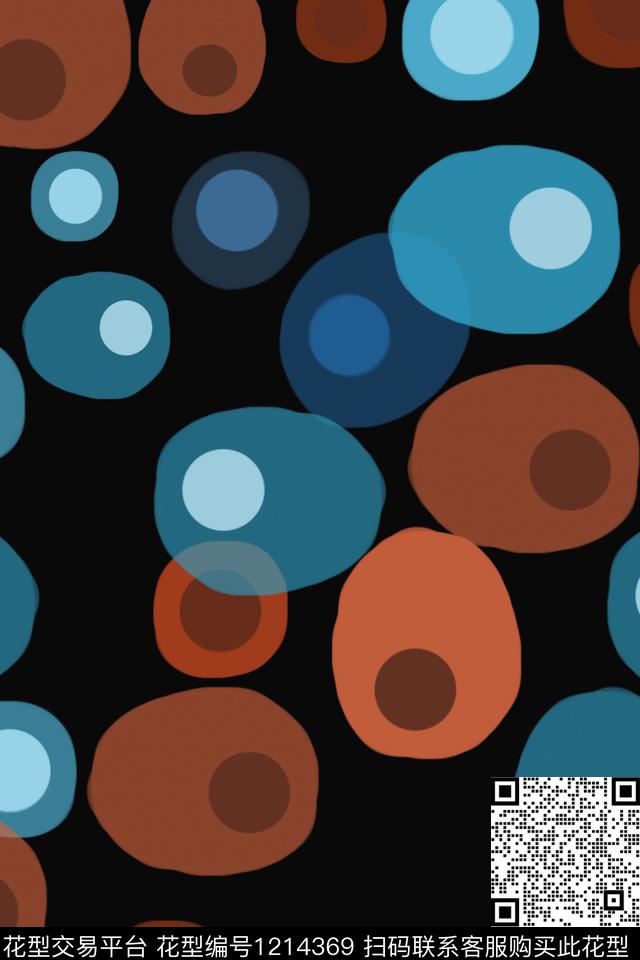 圆圈与波点几何手绘线条笔触传统印花华亿平台下载（图片编号: 1214369） - 瓦栏（Walan）