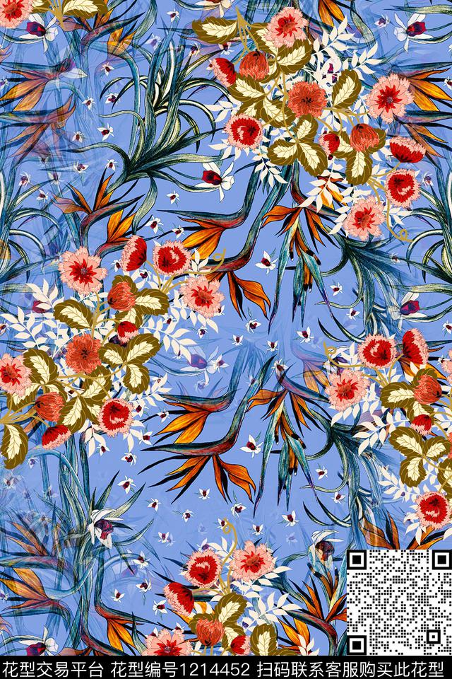 花卉大牌风小碎花数码印花华亿平台下载（图片编号: 1214452） - 瓦栏（Walan）