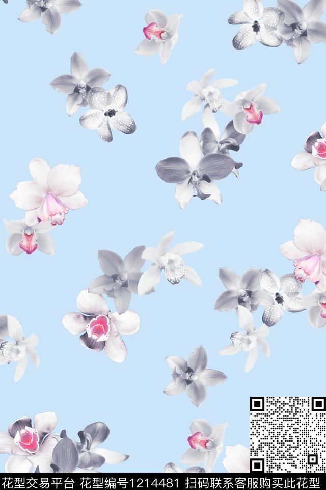 清爽底花卉花卉植物数码印花华亿平台下载（图片编号: 1214481） - 瓦栏（Walan）