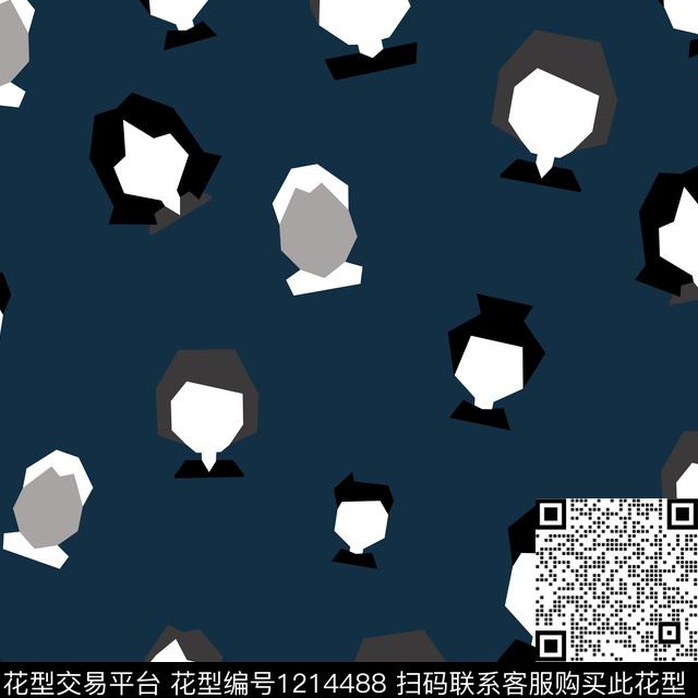 几何简约人物传统印花华亿平台下载（图片编号: 1214488） - 瓦栏（Walan）