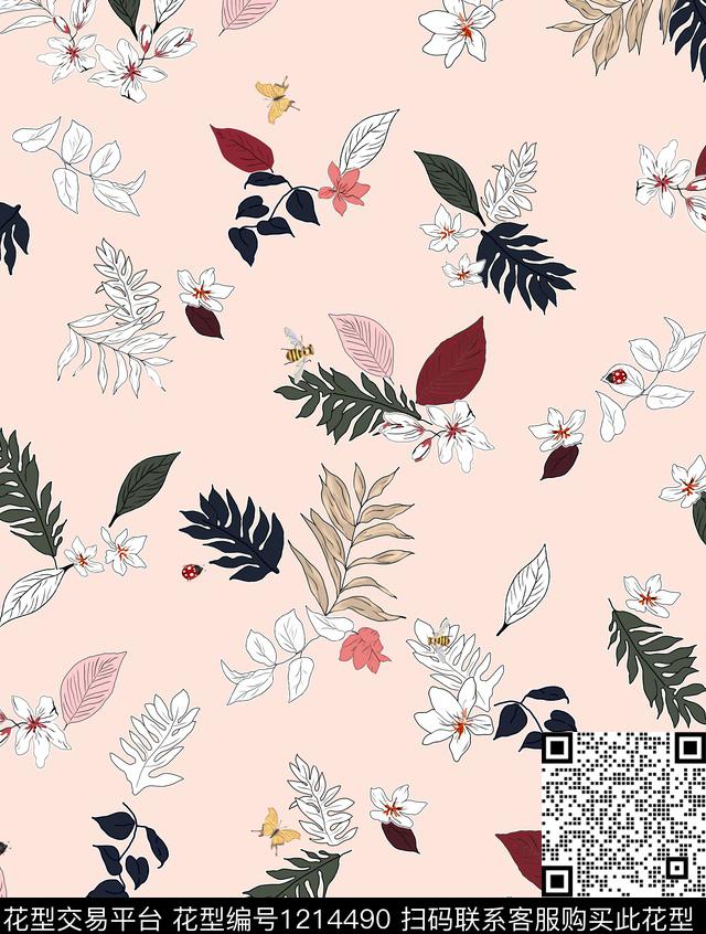 鸟/昆虫花卉传统印花华亿平台下载（图片编号: 1214490） - 瓦栏（Walan）