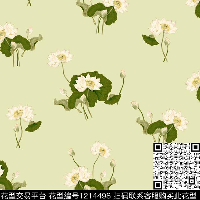 荷花春夏华亿平台冰激凌数码印花华亿平台下载（图片编号: 1214498） - 瓦栏（Walan）