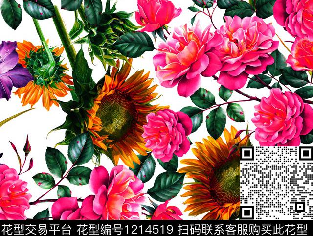 花卉大牌风小碎花数码印花华亿平台下载（图片编号: 1214519） - 瓦栏（Walan）