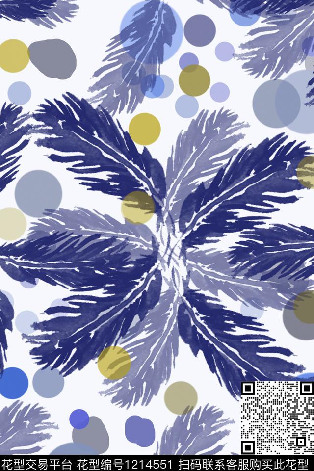 抽象花卉民族风图案圆圈与波点传统印花华亿平台下载（图片编号: 1214551） - 瓦栏（Walan）