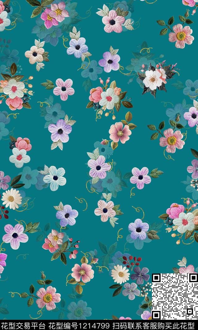 数码华亿平台花卉1/2接数码印花华亿平台下载（图片编号: 1214799） - 瓦栏（Walan）