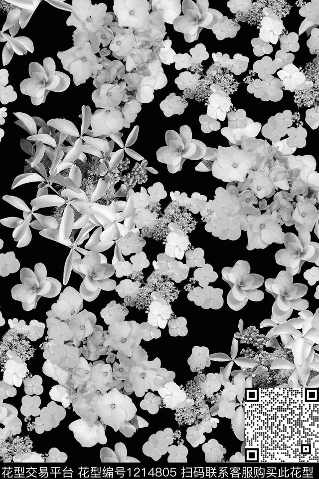 大花花卉小碎花数码印花华亿平台下载（图片编号: 1214805） - 瓦栏（Walan）